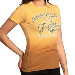 American Fighter Dailey Gold/Brown Floral Graphic Short Sleeve Tee In XS